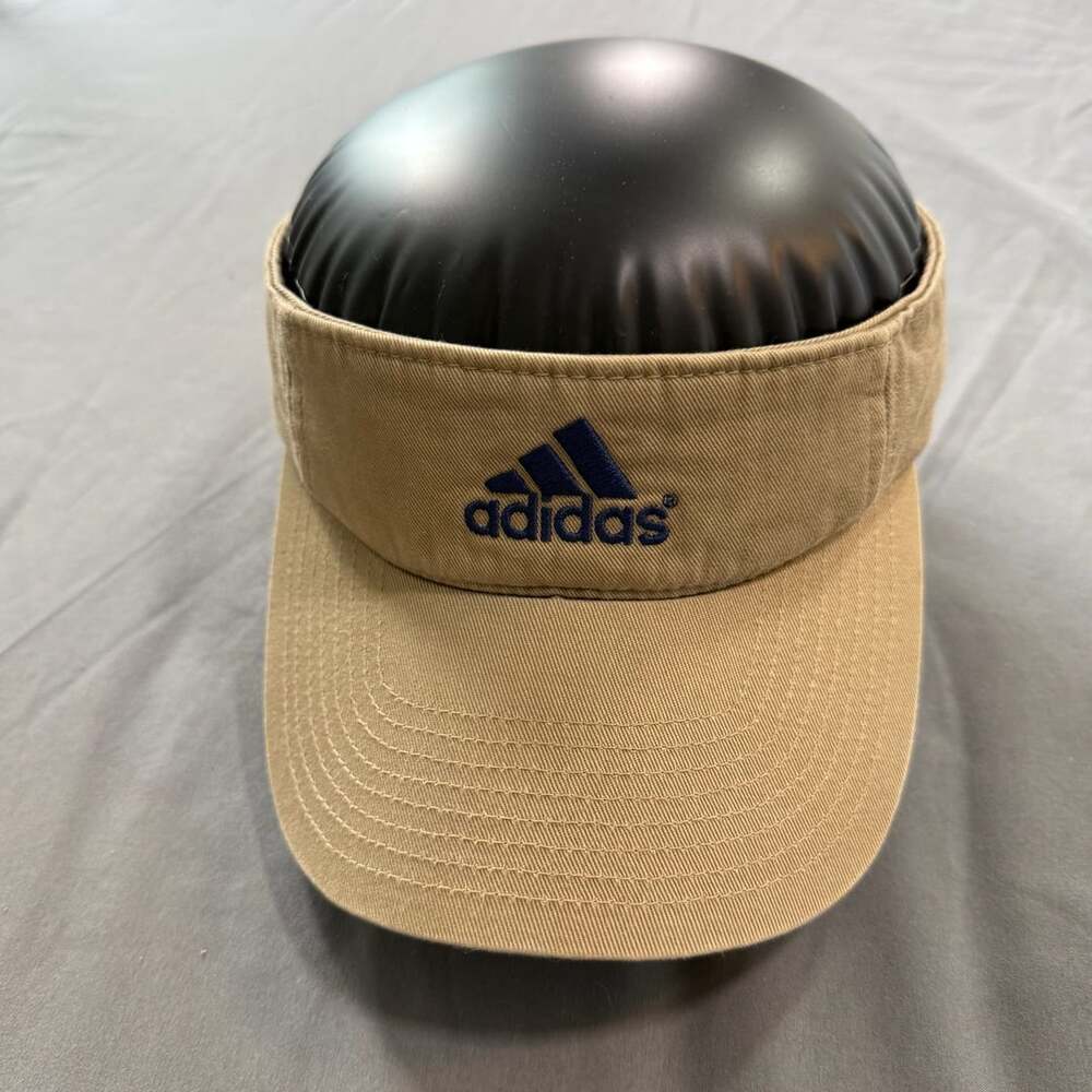 Adidas Beige Sun Visor Hat Adjustable Logo Embroidered
